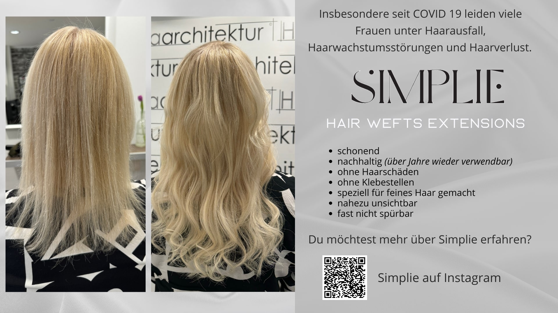 Friseursalon Haarchitektur Simplie – Haarverlängerung – Haarverdichtung – Experten – Echthaar – Tressen – Haarverdichtung feines Haar – Lüneburg Friseursalon Haarchitektur Simplie - Haarverlängerung - Haarverdichtung - Experten - Echthaar - Tressen - Haarverdichtung feines Haar - Lüneburg